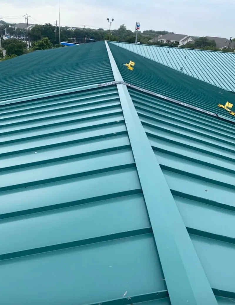 Green commercial metal roof ridge and valley for Metal Roof Repair in Paragould